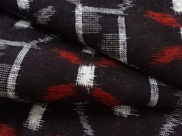  アンティーク　木綿本場久留米絣蜀江に抽象模様単衣着物